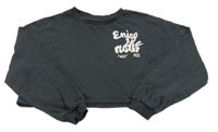 Tmavošedá crop mikina s nápisem H&M