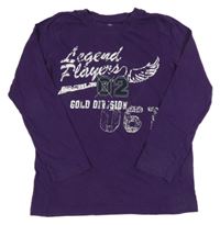 Fialové triko s nápisem