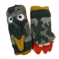 Khaki army palcové rukavice s ostny a očima