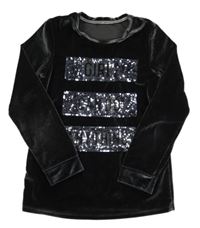 Tmavošedé sametové lesklé triko s flitry George