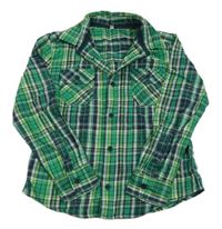 Zeleno-tmavomodro-bílo-žlutá kostkovaná košile M&S