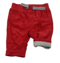 Červené manšestrové podšité kalhoty s úpletovým pasem C&A