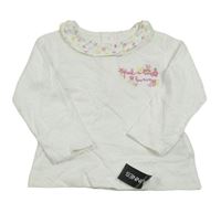 Nové - Bílé triko s květovaným límečkem a králíkem Dunnes