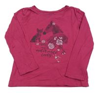 Fuchsiové triko s růžemi 