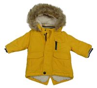 Žlutá šusťáková zimní bunda s kapucí Primark