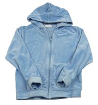 Světlemodrá plyšová propínací mikina s kapucí 