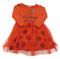 Červené bavlněno/tylové šaty - Kouzelná Beruška 