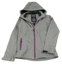 Šedá melírovaná softhellová bunda s kapucí Kiltec