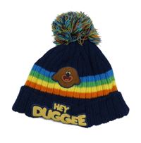 Tmavomodro-barevná čepice s bambulí - Hej hafí!