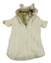 Smetanový zateplený pletený spací pytel a kapucí 