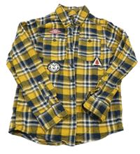 Tmavomodro-žluto-bílá kostkovaná košile Tu