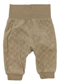 Hnědé sametové prošívané tepláky 