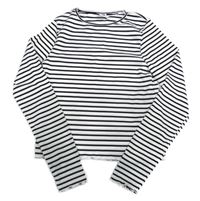 Bílo-černé pruhované žebrované crop triko Y.F.K.