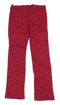 Malinové skinny rifle s kytičkami C&A