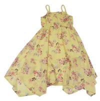 Žluto-růžové květované šifonové dlouhé šaty Dopodopo