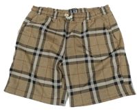 Hnědo-černo-šedé kostkované třpytivé kraťasy 