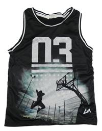 Černé tílko s basketbalistou a síťovinou H&M