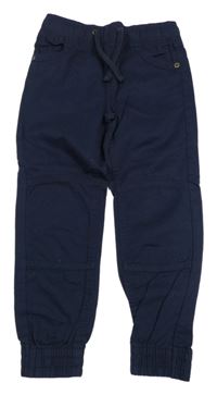 Tmavomodré plátěné cuff kalhoty Pep&Co