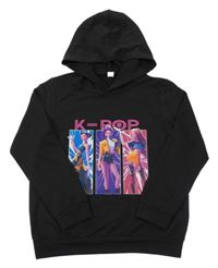 Černá mikina K-POP a kapucí 