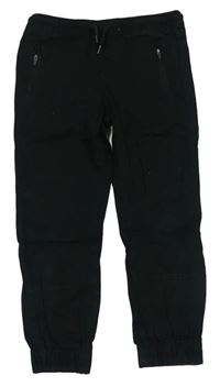 Černé plátěné cuff kalhoty 