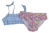 Modro-barevné dvoudílné plavky s mušličkami Primark