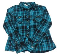 Černo-zeleno-stříbrná kostkovaná košile H&M