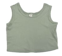 Zelenošedý žebrovaný crop top Shein