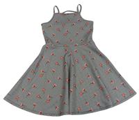 Černo-bílé vzorované šaty s kytičkami Primark