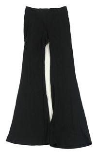 Černé žebrované flare kalhoty H&M