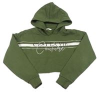 Khaki crop mikina s nápisem a kapucí Matalan