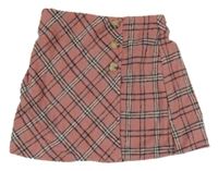 Růžovo-černo-bílá kostkovaná vlněná sukně Matalan