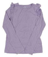 Levandulové žebrované triko s volánky H&M