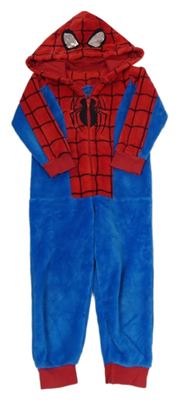 Safírovo-červená chlupatá kombinéza s kapucí - Spider-man