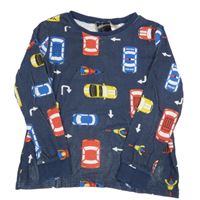 Tmavomodré triko s auty H&M