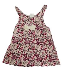 Světlerůžové manšestrové šaty s kytičkami a mašlí H&M