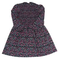 Černé žabičkové šaty s kytičkami Dunnes