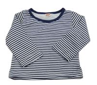 Tmavomodro-bílé pruhované triko 
