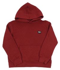 Červená prošívaná mikina s logem a kapucí DKNY