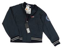 Nové - Tmavomodrá šusťáková jarní bunda s pruhy Camaro