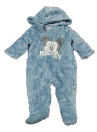 Modrá chlupatá zateplená kombinéza s Mickeym a kapucí C&A