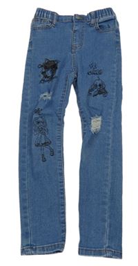 Modré rifle s holčičkami a prošoupáním Shein