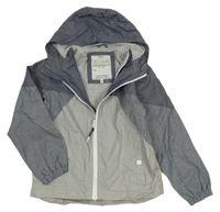 Šedo-modrá šusťáková jarní bunda s kapucí M&S