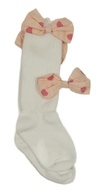 2set - Bílé podkolenky s mašličkami + sponka s mašlí vel. 23-26