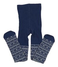 Tmavomodro-bílé vzorované punčocháče John Lewis