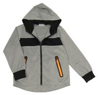 Šedo-černá propínací sportovní mikina s kapucí 