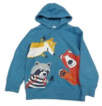 Modrá mikina se zvířátky a kapucí C&A
