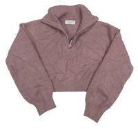 Fialovorůžový crop svetr s rolákem Primark