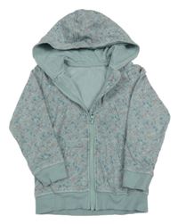 Světlemodrá kytičkovaná propínací mikina s kapucí George