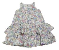 Bílé šifonové vrstvené šaty se zajíčky H&M