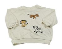 Smetanová oversize mikina se zvířátky H&M